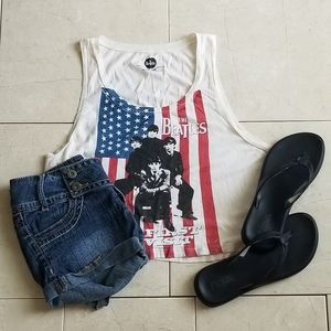 The Beatles American Flag Cropped Tank Top